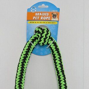 Brooklyn Pet Gear Braided Rope 3' Length Non-Toxic Tug Toss Dental Benefit Green
